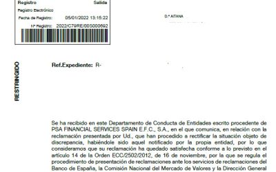 CASO DE AITANA CON LA FINANCIERA PSA (servicios no contratados)